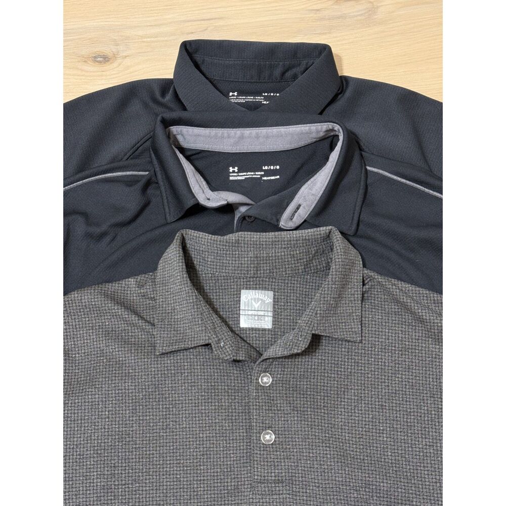 Men's Large Golf Polo Shirt Lot of 3 – Under Armour HeatGear & Callaway Opti-Dri